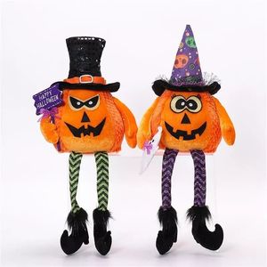 Adorable 2pcs Dangle Legs Pumpkin Decor Bright <b>Orange</b> Jack-O-Lantern for Festive Home Display - Product Image 4