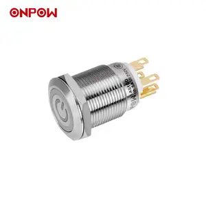 符号可定制ONPOW LAS1GQ 19毫米1NO1NC点照明电源符号按钮开关 (CE，ROHS)