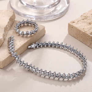 Spike Jewelry <b>Set</b> Zinc Alloy <b>Bracelet</b> Ring Unisex Party Fashion Street Style Design - Product Image 2