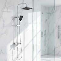 Bouton de piano en aluminium gris système de douche réglable mitigeur chaud et froid robinets thermostatiques Surface en chrome poli jet doux