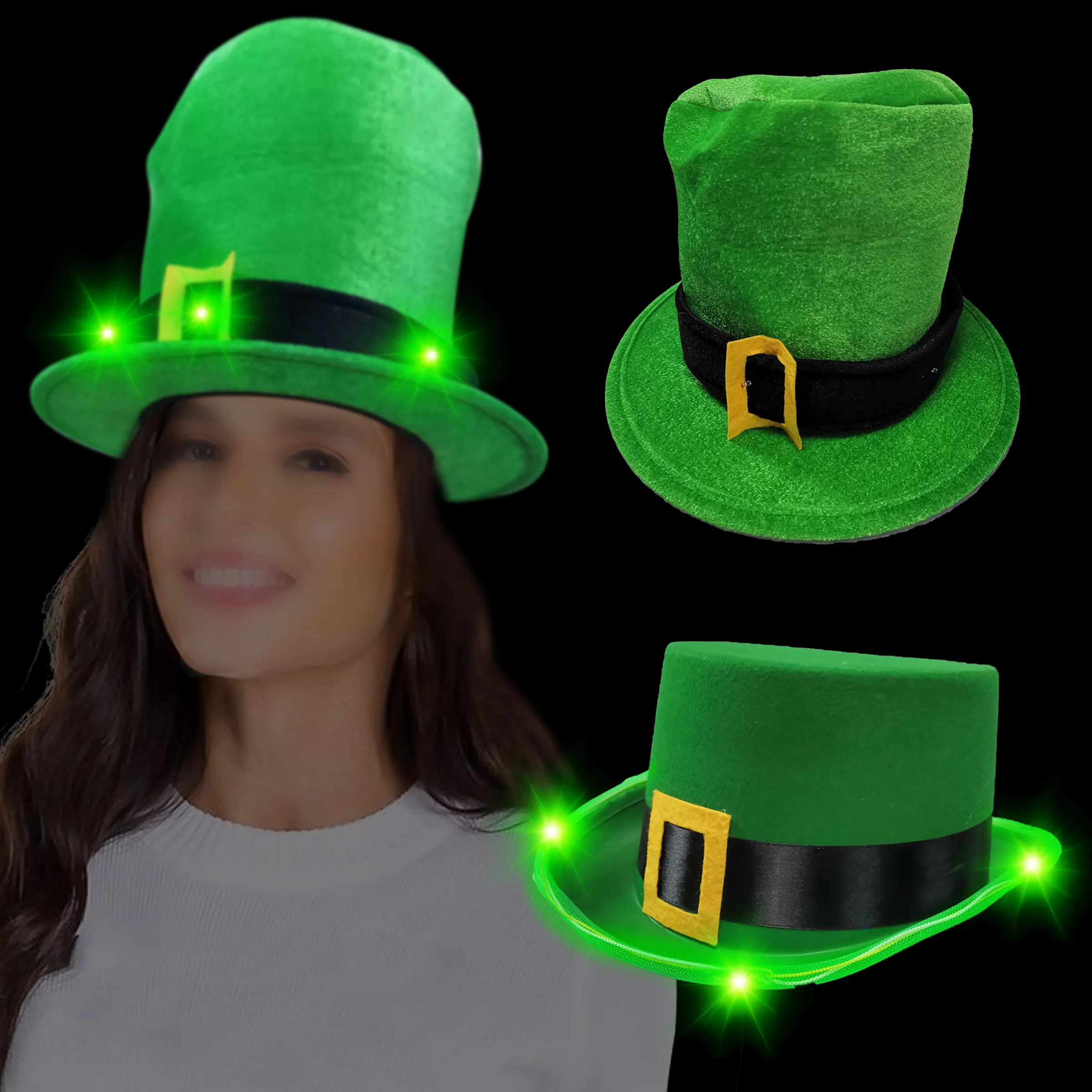 ISHINE St. Patrick'S Day Shamrock Irish Green Leprechaun Beer Hat Headband Mini St Patricks Day Festival Top Hat