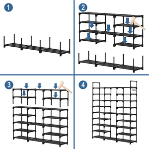 9 lớp hiện đại bán buôn phòng khách phòng ngủ đơn giản chống bụi lưu trữ tổ chức giá giày với móc chịu lực - Product Image 6