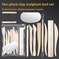 Ensemble professionnel de 10 outils de sculpture en argile, outils durables en bois et en acier pour la sculpture et le modelage de céramiques DIY