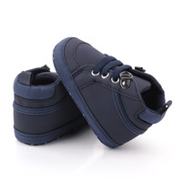 Chaussures de sport unisexes pour bébés et tout-petits en cuir PU tendance, antidérapantes, à lacets, avec doublure en coton, pour l'automne, service OEM/ODM en gros