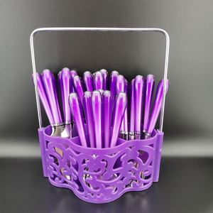 Ensembles de couverts en acier inoxydable avec poignées en plastique et panier, pour fêtes et cadeaux - Product Image 5