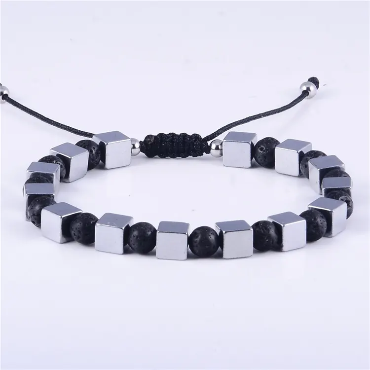 8MM Natural Lava Stone Bead Armband Männer Minimalist Classic Distance Armband Modeschmuck Geschenk Männliche Accessoires