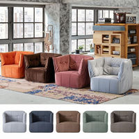 Fauteuil individuel rembourré en tissu chenille moderne et confortable, garni d'éponge, sans structure, idéal pour appartement et hôtel