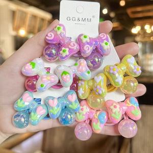 Nuevo diseño 2 uds/set elegantes Aldabas bandas de goma para el cabello bebé hecho a mano Graffiti flor lazos cuentas niños lazos para el cabello accesorios para el cabello - Product Image 1