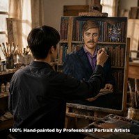 Peinture à l'huile sur toile de lin 440 g/m², portrait personnalisé fait main, style impressionniste subtil, réaliste, cadre inclus
