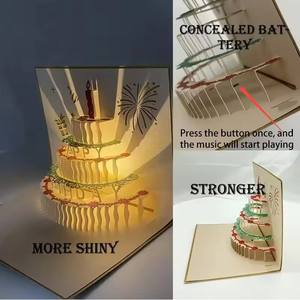 Musical Birthday Greeting <b>Cards</b> 3D Pop up Gift <b>Card</b> with Led Music Gift <b>Cards</b> with Envelope Wedding Decorations for <b>Tables</b> - Product Image 4
