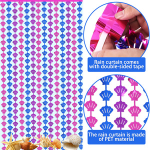 Ychon New Arrival Shell geformte Folie Vorhang Ozean Themen Geburtstags feier Dekoration Hintergrund Fransen Vorhänge Party Dekor - Product Image 3