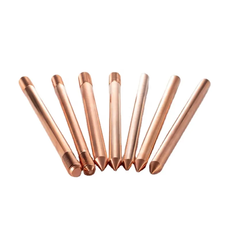 1/2" 5/8" 3/4" Solid Copper bonded Earth Rod Price copperweld clad steel ground rod for earthing system material