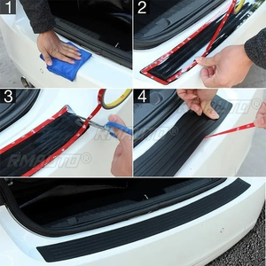 Universal Car SUV Rear Bumper Protector Sticker Trunk Sill Grard <b>Rubber</b> <b>Strip</b> Cover Pad Rear Trunk Protection Sticker 104x9cm - Product Image 5