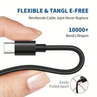 Harga Grosir Kabel Data USB Tipe C Pengisian Cepat 3A 5V Tembaga Berlapis Nilon Kepang 12 Bulan Garansi untuk Android iPhone Hitam Komputer