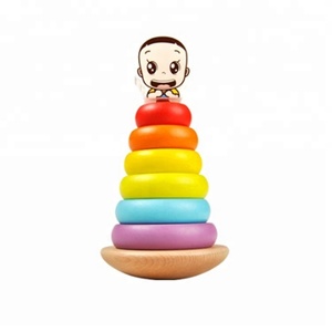 Enfant en bois Empiler Bébé Arc-En-Ciel <span class=keywords><strong>Tour</strong></span> Jouet - Product Image 6