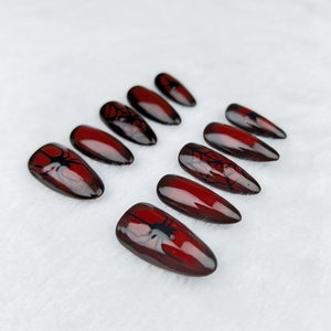 Bán buôn tùy chỉnh hạnh nhân tối nhện và nhện mô hình Lụa Handmade móng tay giả - Product Image 2