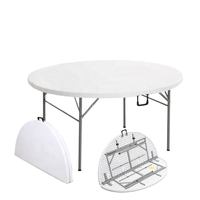 Table pliante de pique-nique extérieure bon marché de 4 pieds 6 pieds 8 pieds Table pliante ronde en plastique portable et chaise pour événement