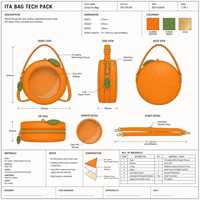 Sac à bandoulière personnalisé en forme d'orange mignon, sac Ita Kawaii en forme de citron, pochette ronde avec fenêtre transparente en PVC et breloque feuille pour femme