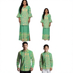 Tenues assorties pour couples et familles : Robes Puletasi et chemises pour hommes en polyester, style hawaïen polynésien d'été - Product Image 2