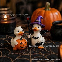 Ensemble d'ornements de canards créatifs tendance pour Halloween, canards miniatures en résine avec citrouille et chapeau de sorcière, cadeau d'automne en provenance de Chine
