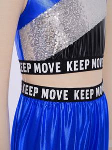 Conjunto de Top Corto Metálico y Pantalones para Niñas de 6 a 16 Años, Traje de Danza Jazz para Actuaciones en Escenario, Clases de Danza y Danza Lírica - Product Image 5