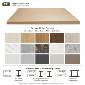 Plateau de table rectangulaire en HPL double face avec coins arrondis, grain de bois clair, pour restaurant, prix DDP USA - Product Image 3