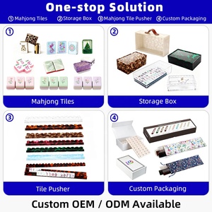 Scatola in acrilico per Mahjong americano con maniglia in metallo, motivo tartaruga ambra, custodia trasparente per tessere, organizer porta tessere - Product Image 4