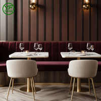 Vente directe d'usine - Mobilier de restaurant en velours rouge - Tables et chaises avec structure métallique et plateau en marbre - Banquettes pour hôtel