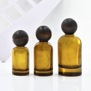Commercio all'ingrosso vuoto 30ml 50ml 100ml vuoto ambra bicchiere rotondo flacone Spray per profumo con tappo a sfera in legno - Product Image 4