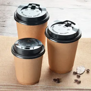 Gelas Kopi Sekali Pakai Cetakan Kustom Pabrik Minuman Panas Ramah Lingkungan 8 Oz dengan Tutup