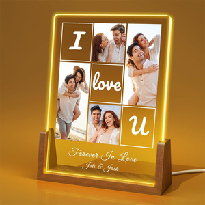 <span class=keywords><strong>Lampe</strong></span> de nuit <span class=keywords><strong>personnalisée</strong></span> en forme de U, cadre photo LED en acrylique personnalisé avec base en <span class=keywords><strong>bois</strong></span> - Product Image 3