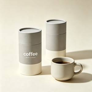 กล่องกระดาษทรงกระบอกสำหรับบรรจุภัณฑ์กาแฟ พร้อมฝาปิด รีไซเคิลได้ ผลิตจากกระดาษดูเพล็กซ์ พิมพ์สี่สี ดีไซน์ Brew & Inspire - Product Image 2