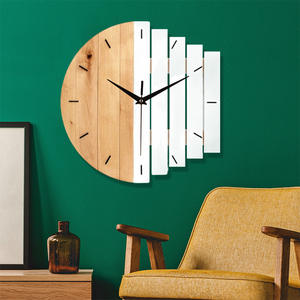 Horloge murale en bois massif haut de gamme avec design à échelle en bois pour la décoration de la maison, salon, bureau à domicile, rétro, nostalgique - Product Image 2