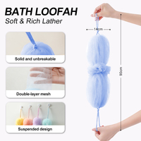 Bande de douche exfoliante en fibre de polyester PE bleu ciel avec mousse riche pour le corps