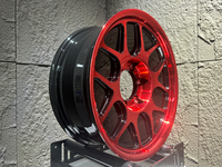 Rueda forjada de 17 pulgadas, diseño fresco de contraste negro-rojo, modelo más vendido, compensación ET0, admite personalización