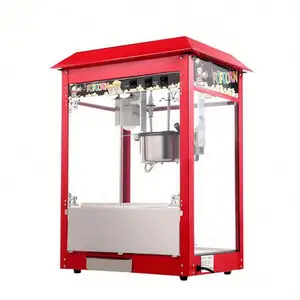 2023 Promotie Rood Staal Automatische Elektrische Popcornmachine Maken Pop Corn Commerciële Popcorn Popping Machine