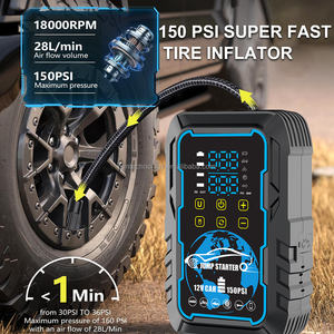 Портативное зарядное устройство для автомобильного аккумулятора 12В с функцией запуска двигателя и компрессором для шин, внешний аккумулятор с компрессором - Product Image 3