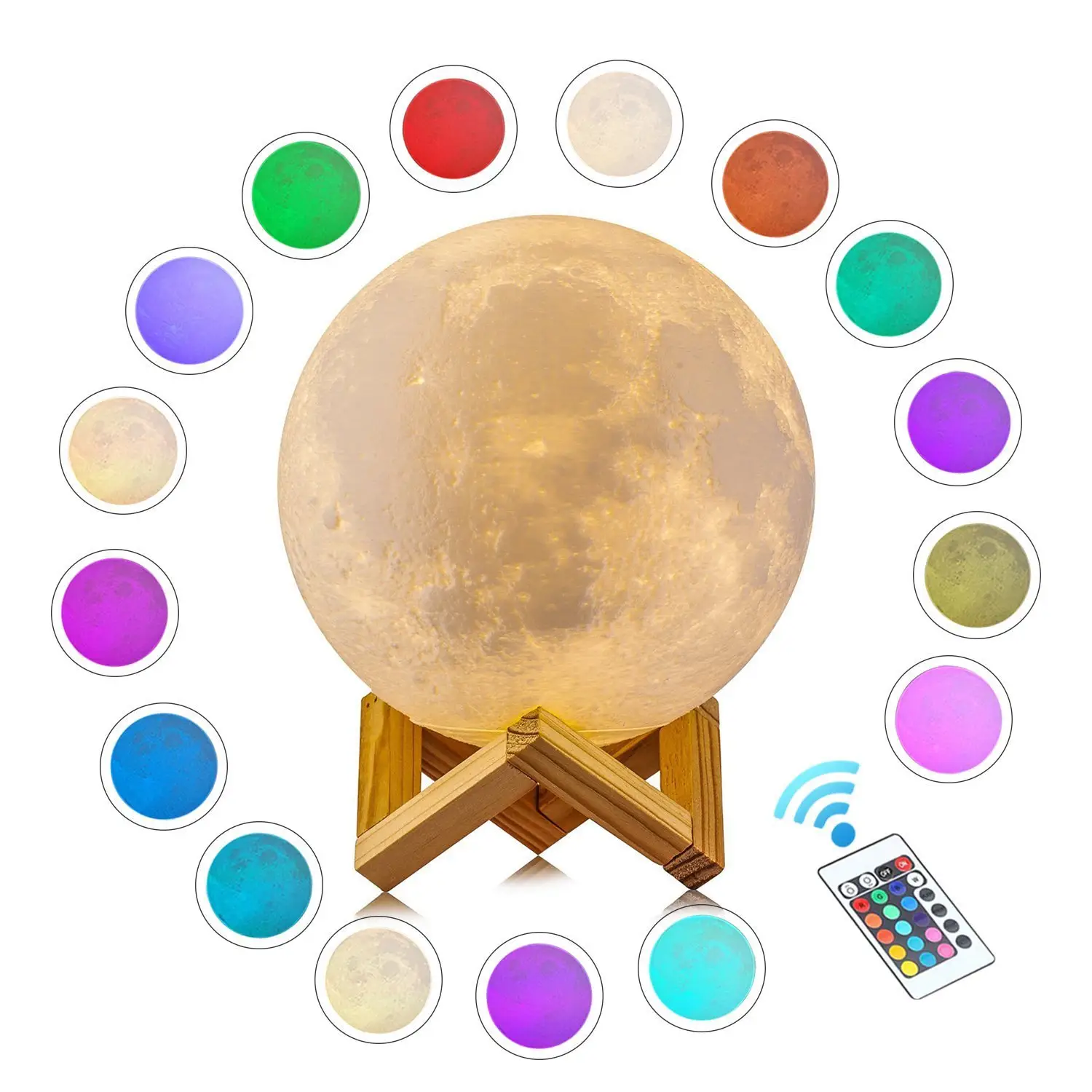 Colorlife 8 to 20cm Space Lamp 16 Colors 3D Printing Moon Lamp RGB Luna Night Light Remote Control Rechargeable