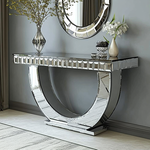 Commercio all'ingrosso Console nordica da tavolo <span class=keywords><strong>con</strong></span> <span class=keywords><strong>specchio</strong></span> da soggiorno mobili moderni cristallo frantumato diamante di lusso <span class=keywords><strong>consolle</strong></span> Set da tavolo - Product Image 2
