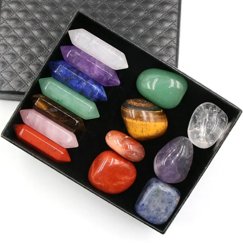 Ensemble de pierres de Chakra 14 pièces, cristaux à énergie positive, ornement, cadeaux pour femmes, méditation, yoga, reiki, cristal de guérison