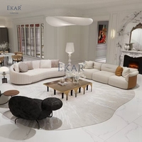 Zeitgenössisches modulares Sofa Moderner gebogener Samt mit Plüsch komfort Holz und Leder Wohnzimmer möbel Größe Stühle