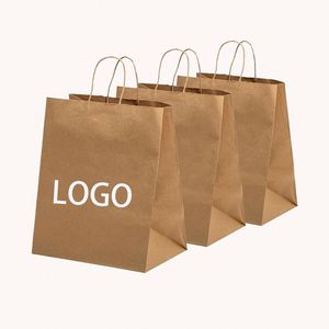 Sac en papier kraft brun personnalisé en gros, recyclable, avec logo imprimé en sérigraphie, durable - Product Image 1