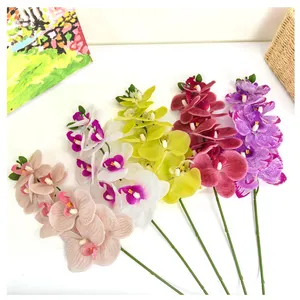 Natural color single stem 7 heads artificial plant real touch fake orchid flower arrangement