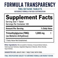 Comprimés de Bétaïne TMG à Marque Blanche OEM ODM, Formule Personnalisée, Comprimés Végétaliens de Triméthylglycine, Emballage pour Projets de Marques de Bien-être