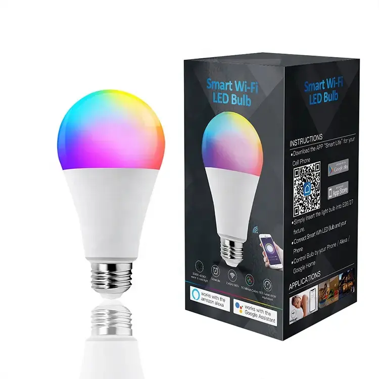 Tuya Voice Control 9w 12w 15w Smart Life B22 E26 E27 Alexa Google RGB Light wifi Smart Bulb