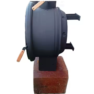 Chimenea Moderna <span class=keywords><strong>de</strong></span> <span class=keywords><strong>Leña</strong></span> Redonda Negra <span class=keywords><strong>de</strong></span> Acero para Montar en la Pared con Fácil Instalación - Product Image 6