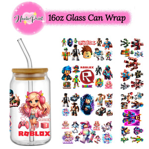 สติกเกอร์ติดแก้ว Robloxe ลายตัวละครในเกม แบบ UV DTF ขนาด 16 ออนซ์ สำหรับแก้ว Libbey และกระป๋องพลาสติก สติกเกอร์แบบลอกติดเอง พร้อมส่ง - Product Image 2