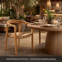 Fauteuil de salon mi-siècle en bois massif fait main, style rotin, durable, écologique, avec assise en corde tressée de fibres naturelles