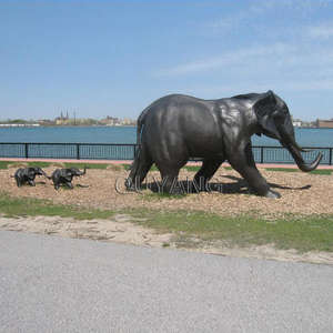 QUYANG特注屋外ガーデンデコレーション大型動物像ブロンズ象彫刻 - Product Image 5