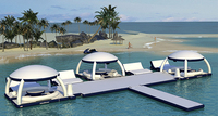 Inflable Piscina bar Flotador Plataforma Tienda Sol Refugio Salón Plataforma Isla Flotante